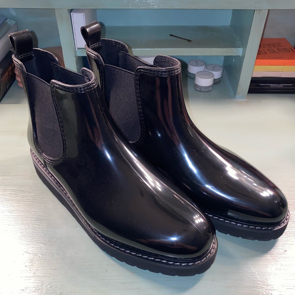 Black rain boots
